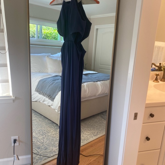Navy halter slit maxi dress - Picture 2 of 5